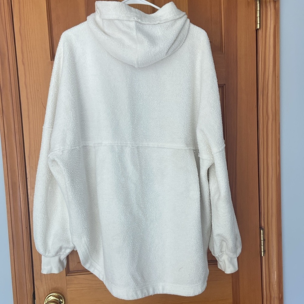Free People Solid Ivory Nomad Hooded Relaxed Shacket Size Medium - Picture 5 of 7